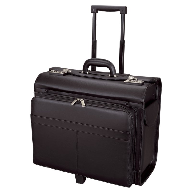 Alassio pilotentrolley San Remo, zwart kunstleer, laptopvak 15-17 inch